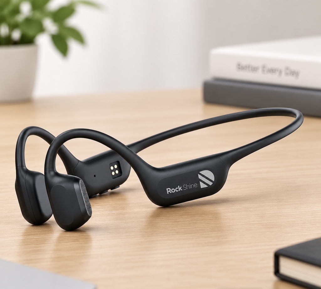 木製デスクに置いたROCKSHINE R1